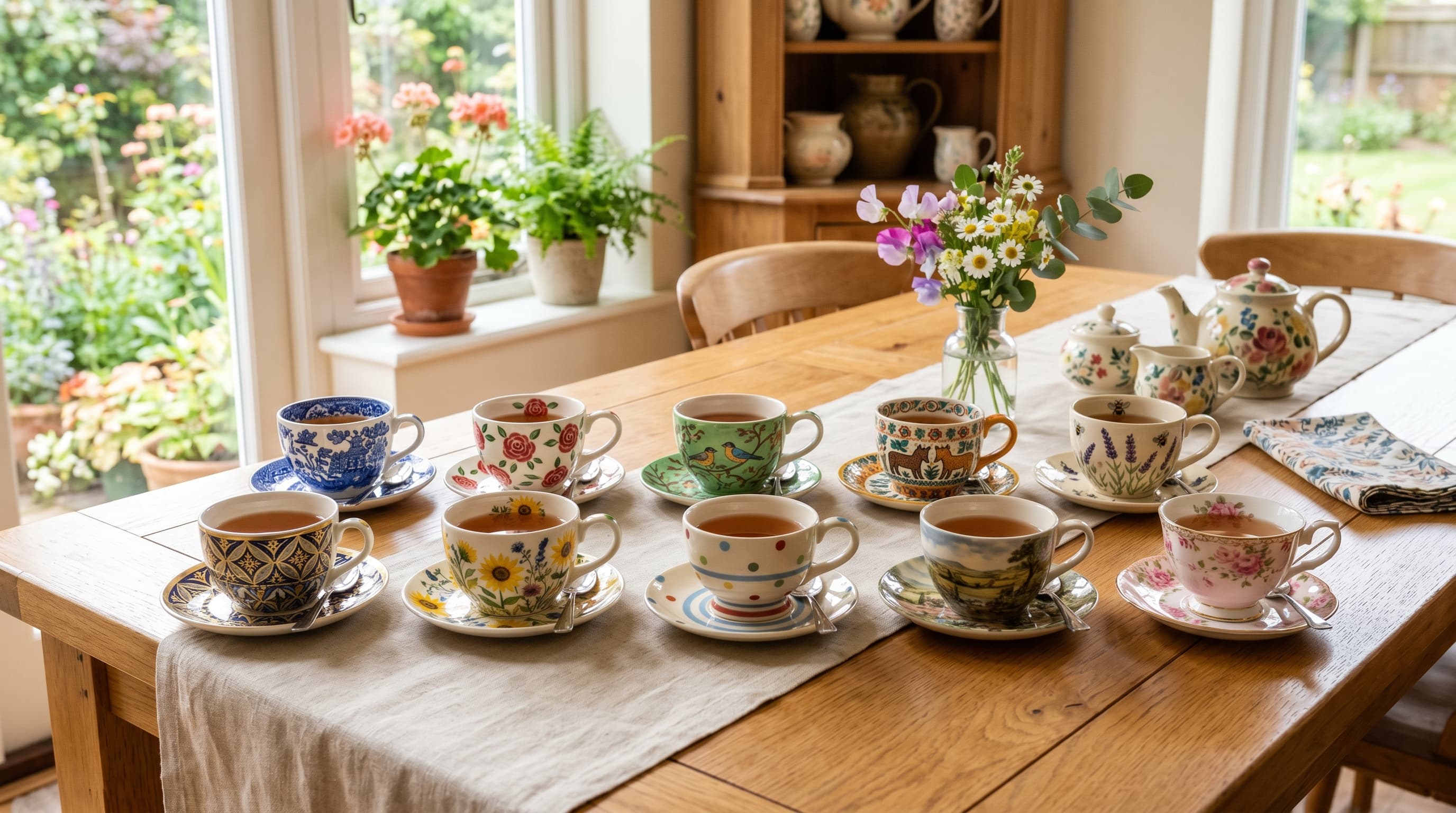 Tazas de té pintadas a mano — taller de eventos